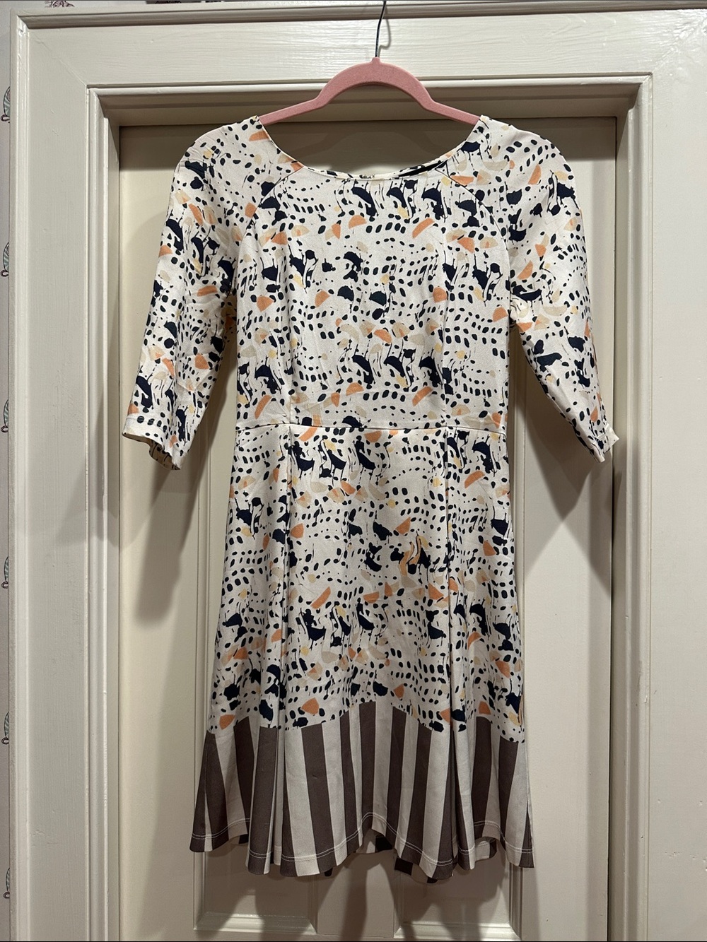 Suno Cream Multicolor Printed A-Line Dress